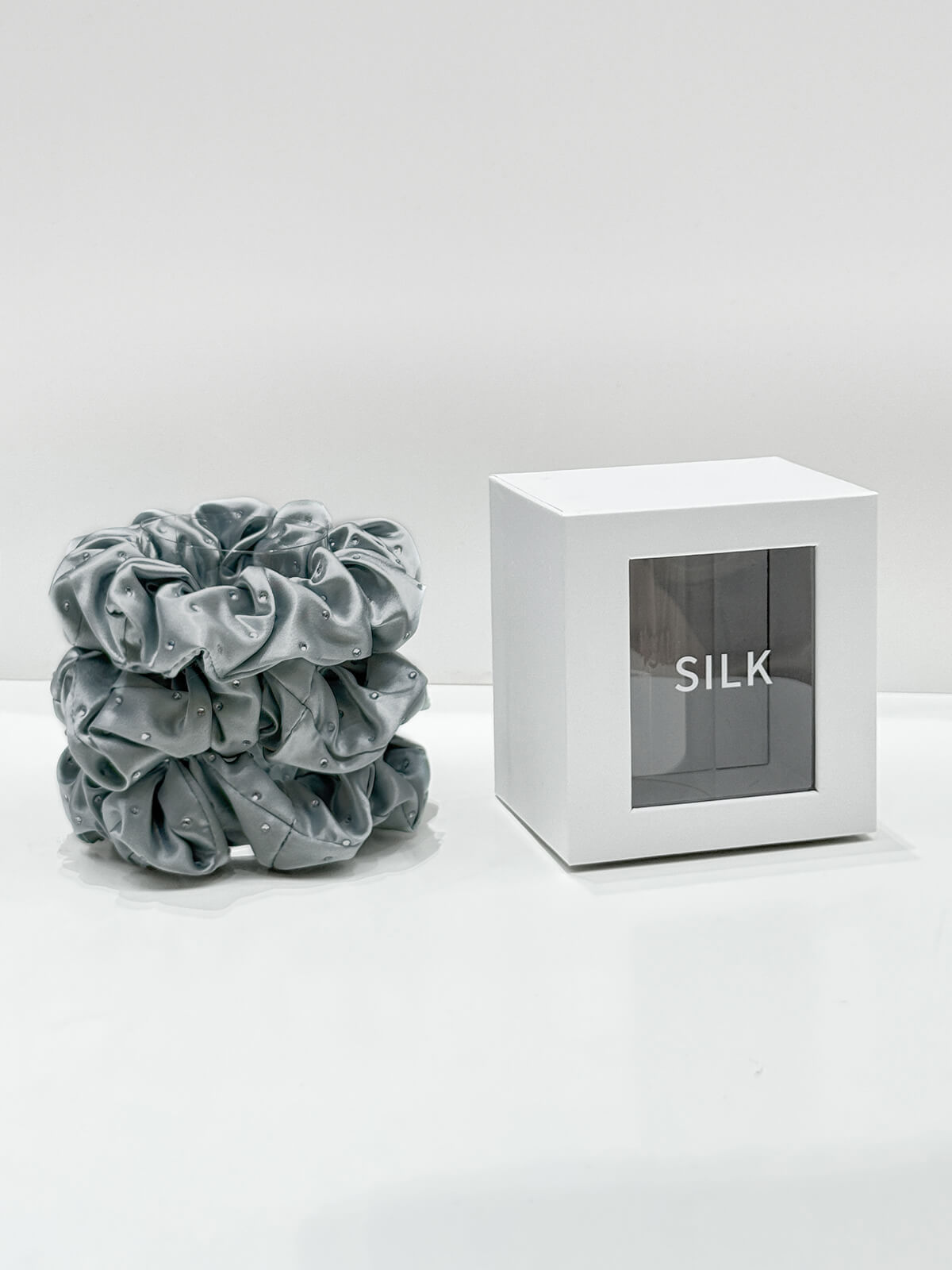 22 Momme Seiden-Haargummis, Uni, 3er-Pack