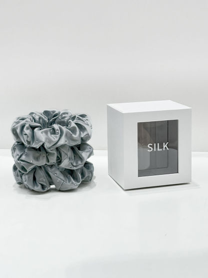 22 Momme Seiden-Haargummis, Uni, 3er-Pack