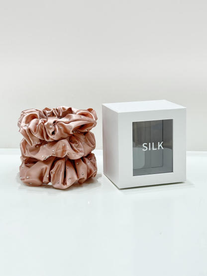 22 Momme Seiden-Haargummis, Uni, 3er-Pack