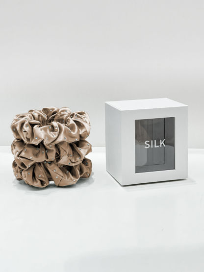 22 Momme Seiden-Haargummis, Uni, 3er-Pack