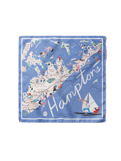 Seidentuch 16Momme – Maritimes Design, quadratisch