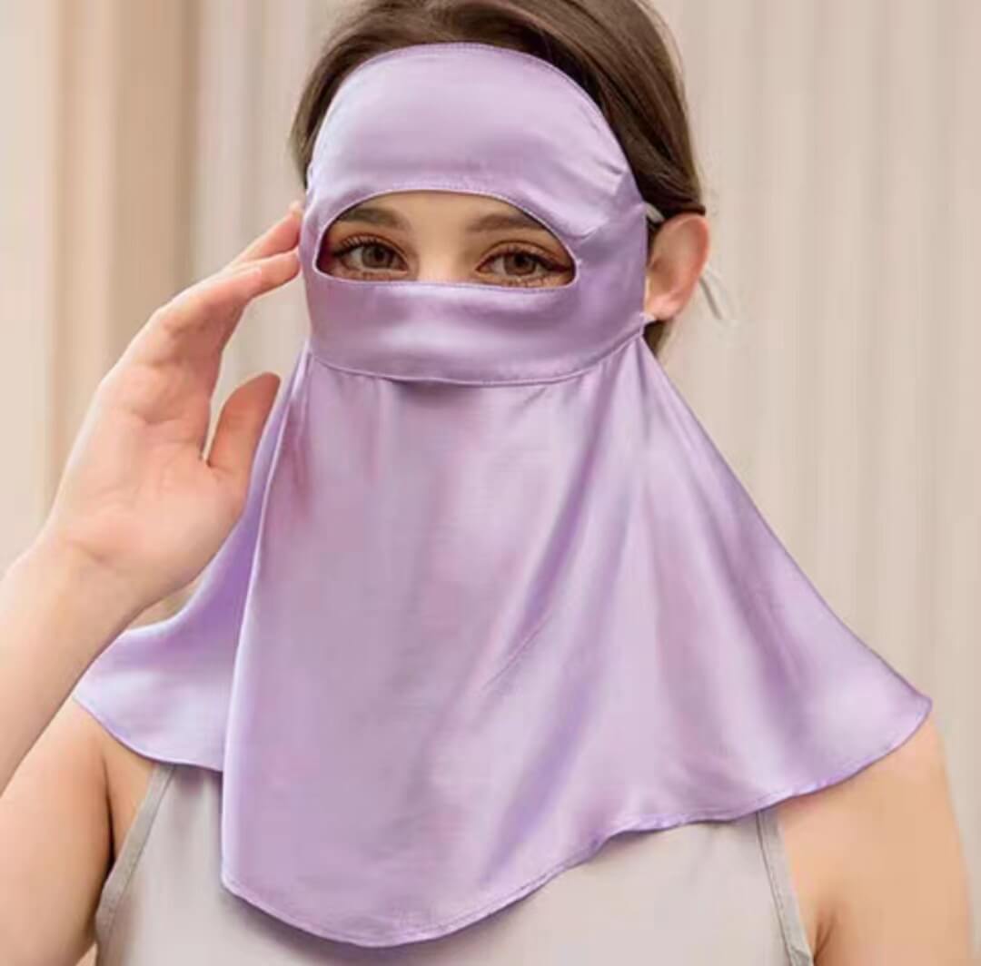 Lange Sonnenschutzmaske aus Seide 16Momme – Ohne Draht
