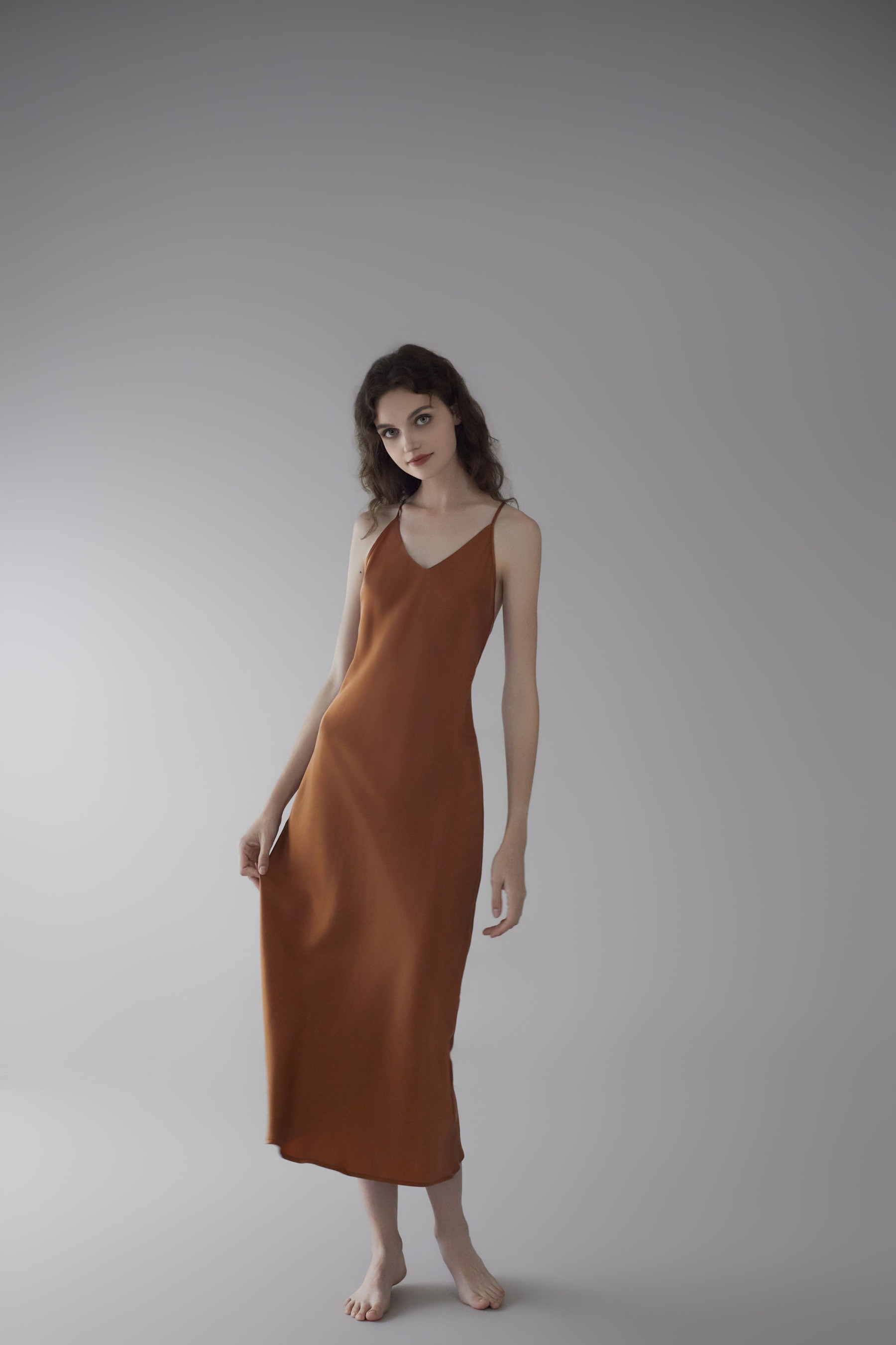 19 Momme Sandwashed Halter Long Dress