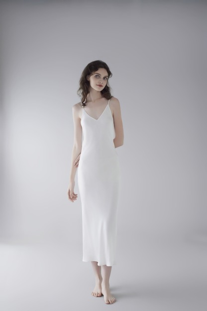 19 Momme Sandwashed Halter Long Dress