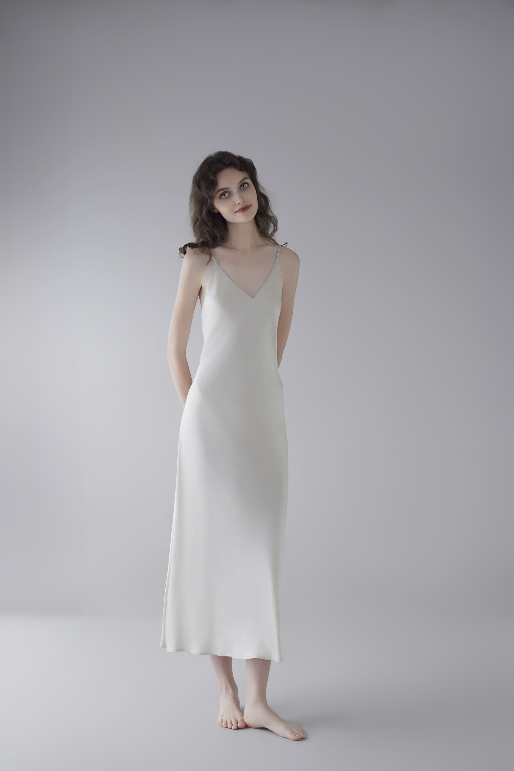 19 Momme Sandwashed Halter Long Dress