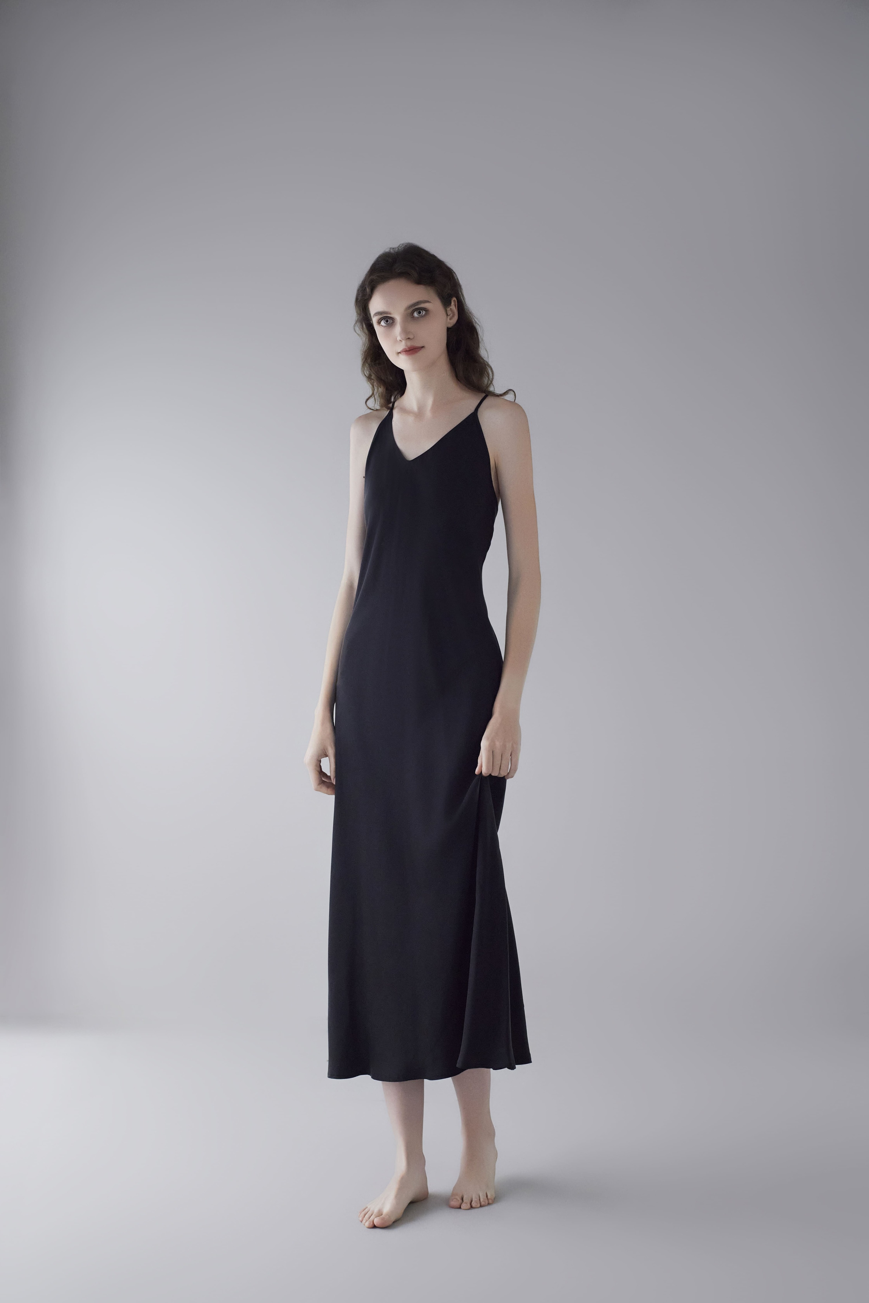 19 Momme Sandwashed Halter Long Dress