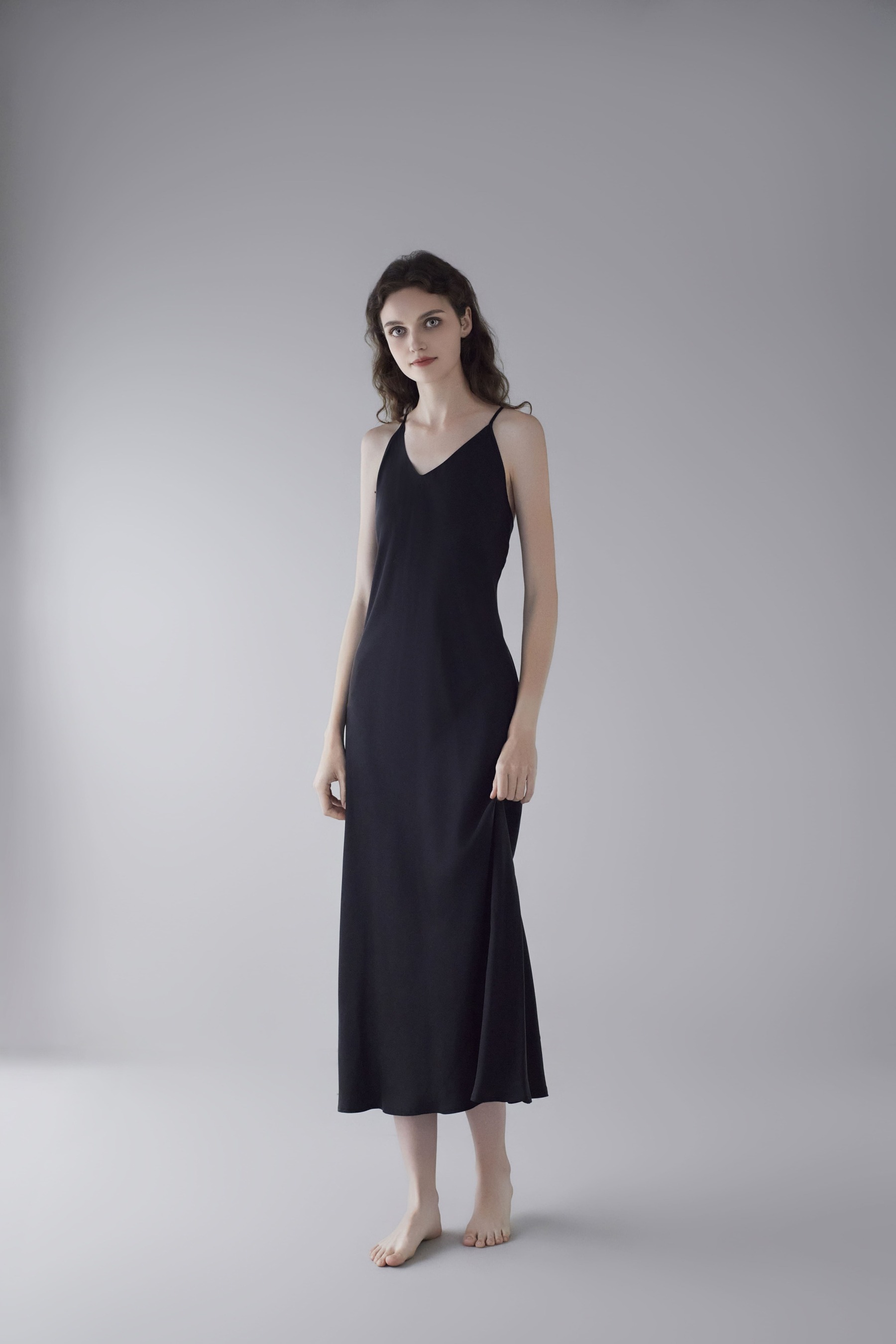 19 Momme Sandwashed Halter Long Dress