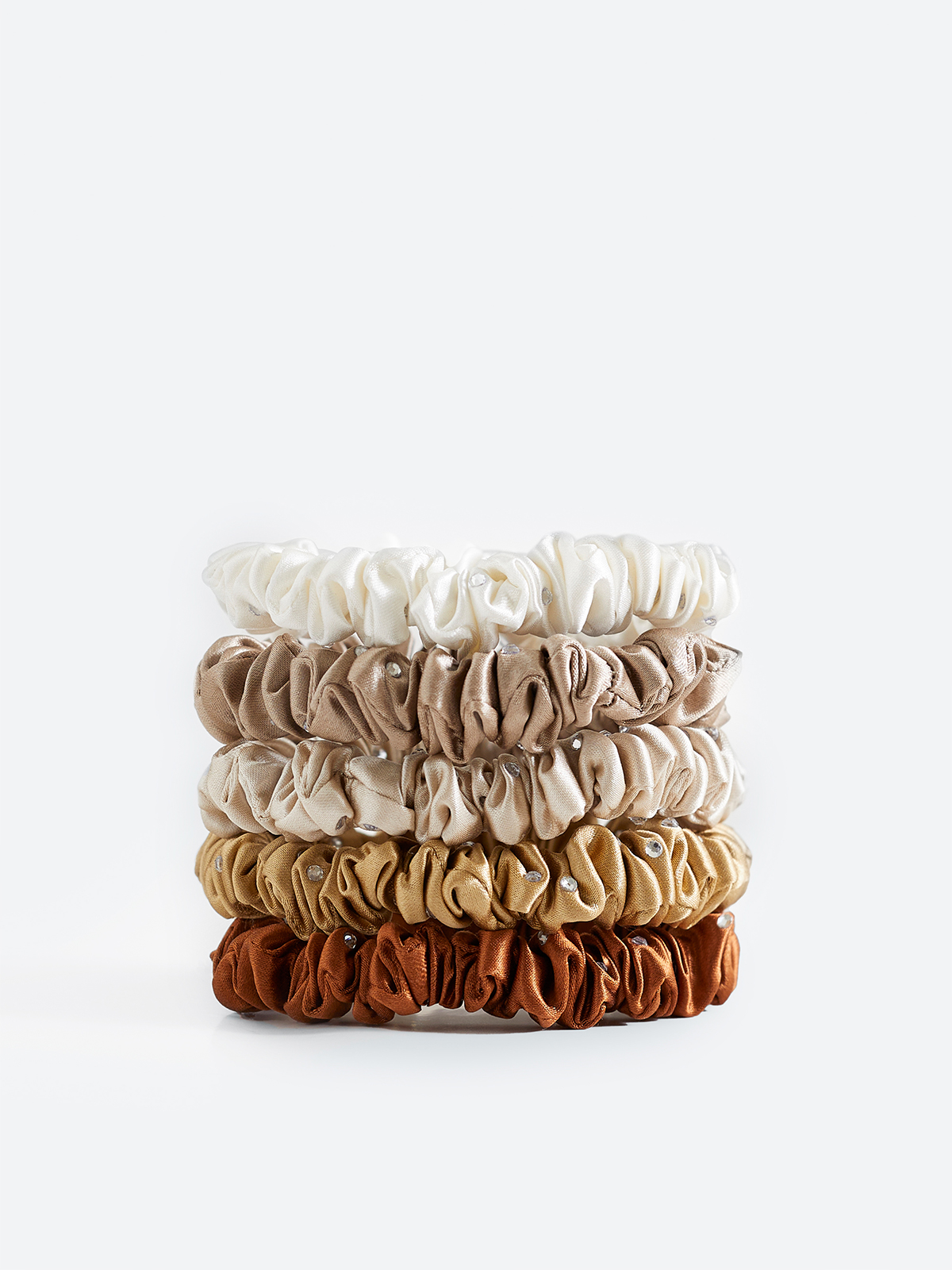 22 Momme Silk Hair Scrunchies 5-Pack (S, Solid Colors)