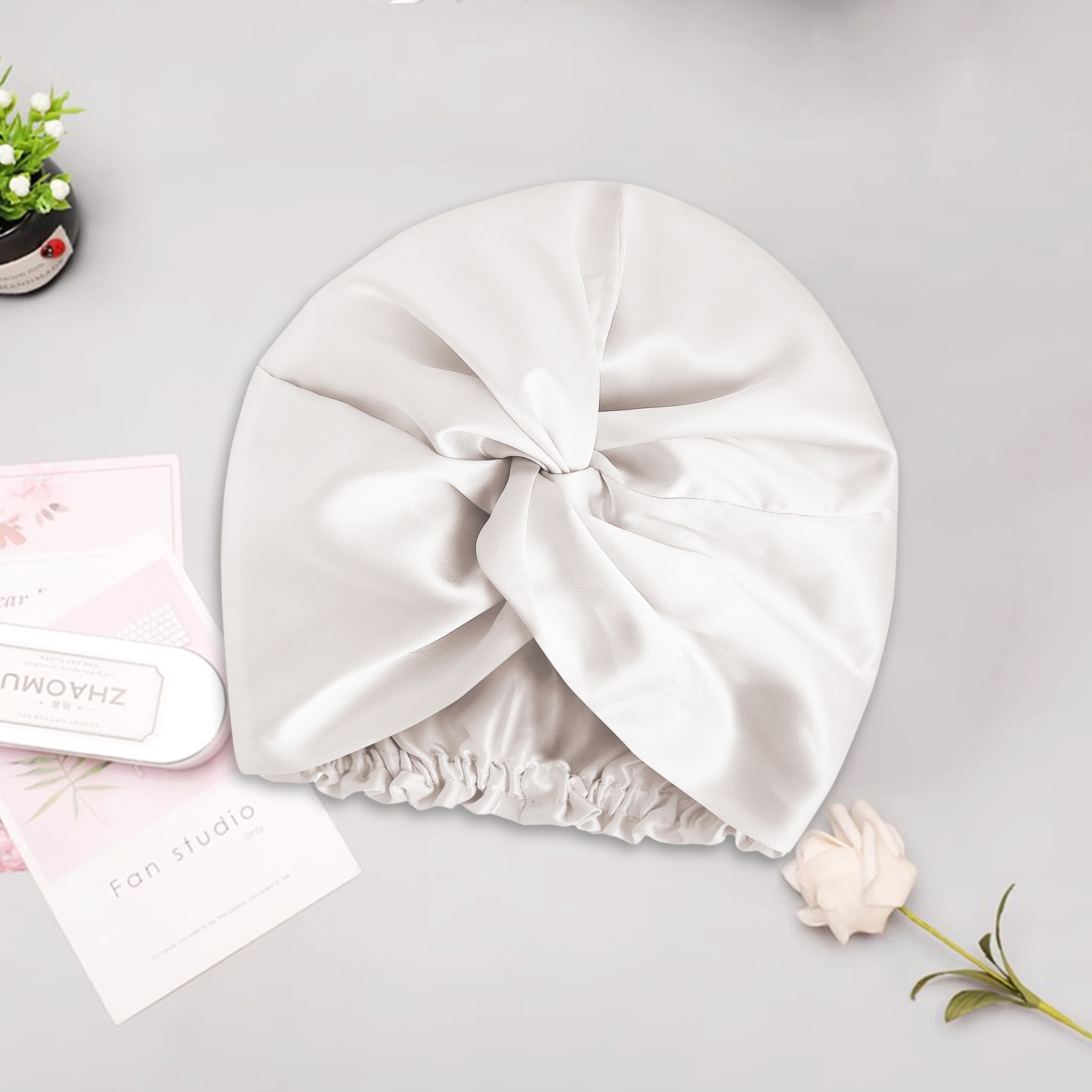 Bonnet de sommeil en soie véritable double face de 22 mommes