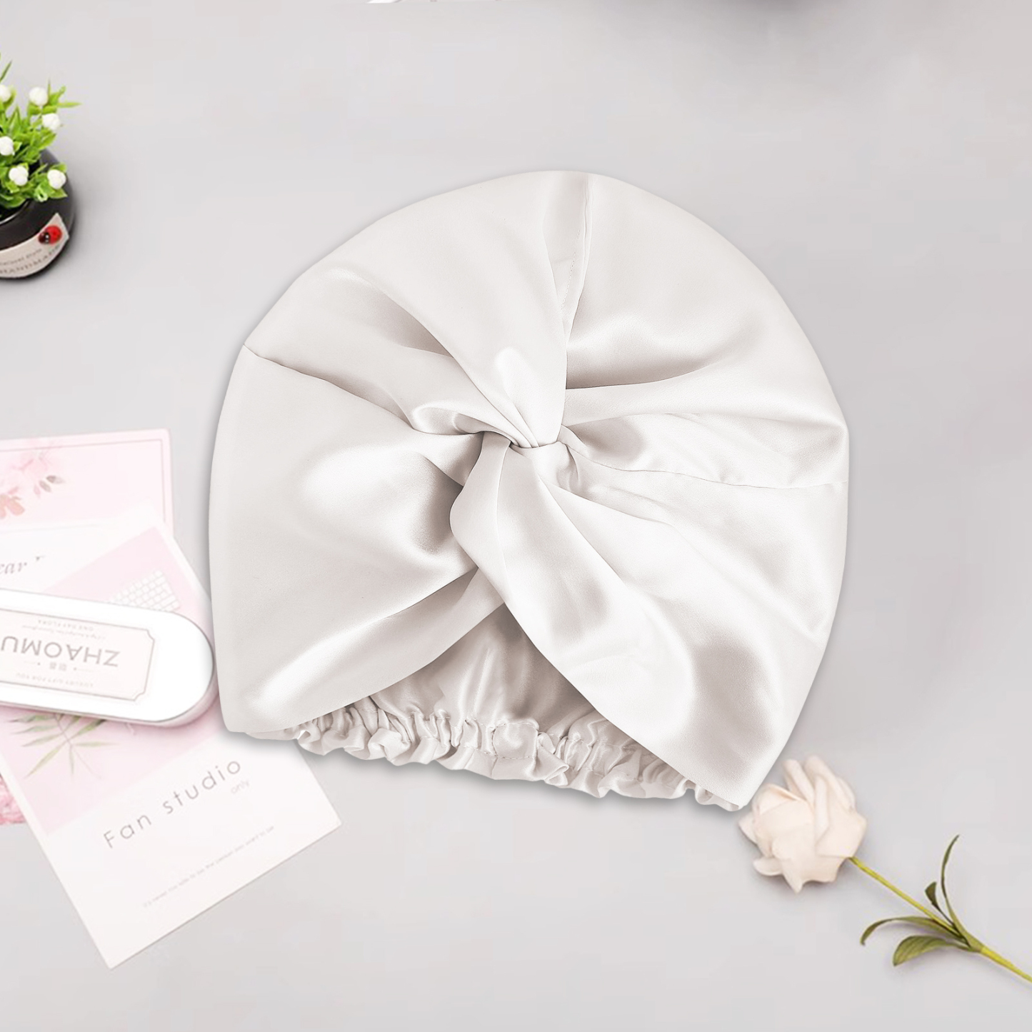 Bonnet de sommeil en soie véritable double face de 22 mommes