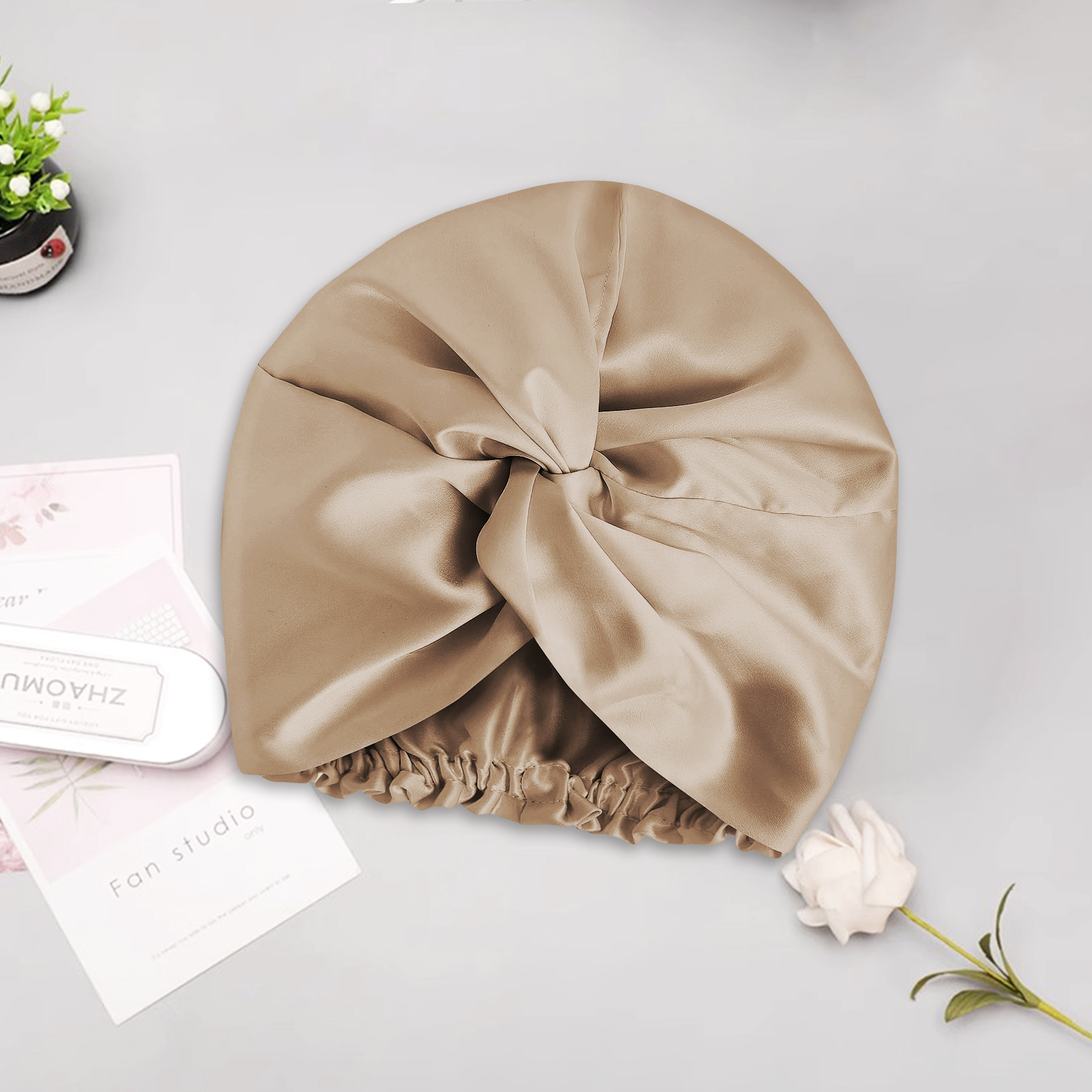 Bonnet de sommeil en soie véritable double face de 22 mommes