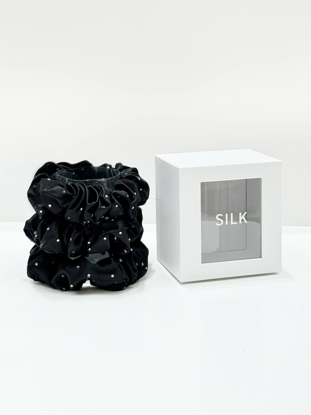 22 Momme Seiden-Haargummis, Uni, 3er-Pack