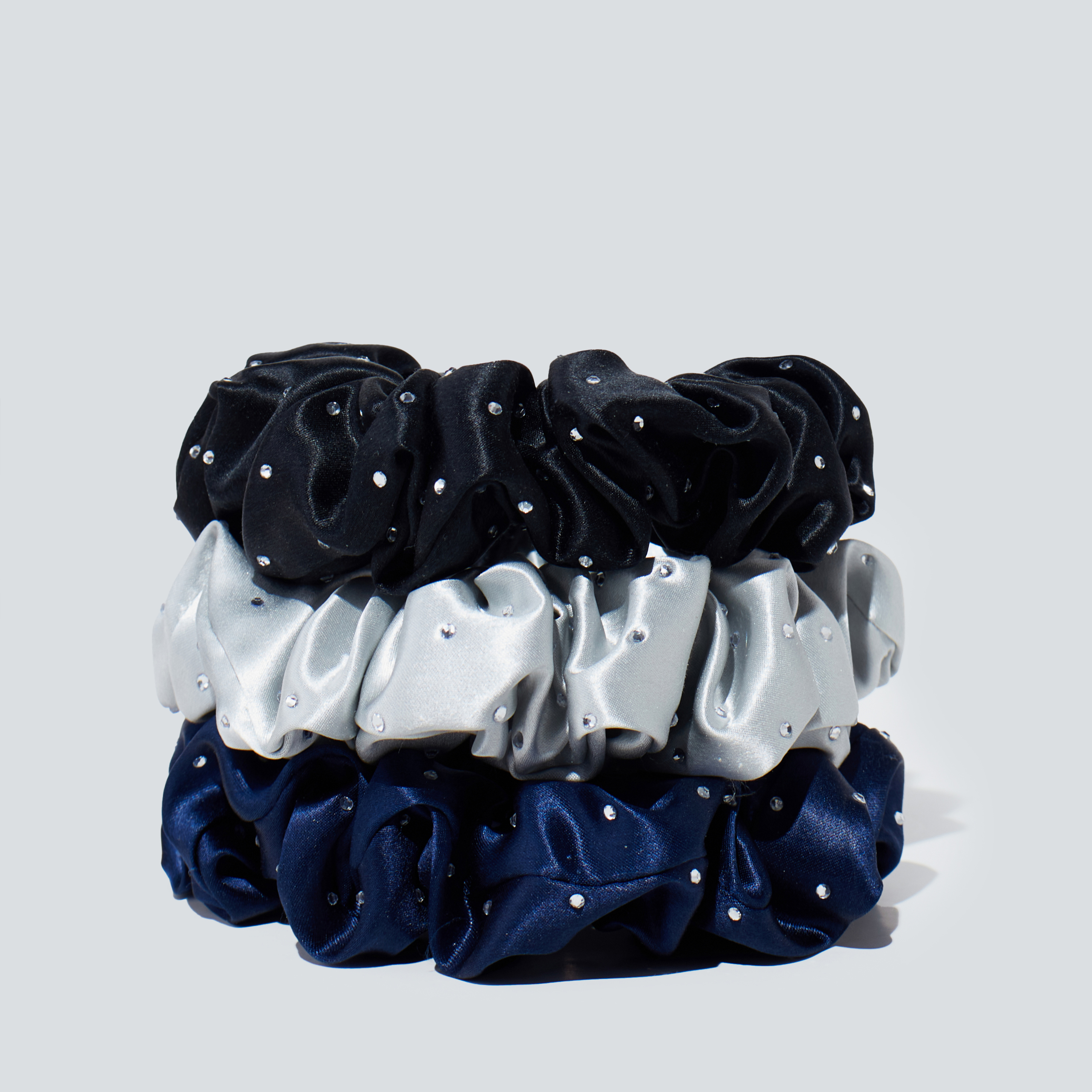 [Copy]22 Momme Seidenscrunchie mit großen Strasssteinen, Set von 3