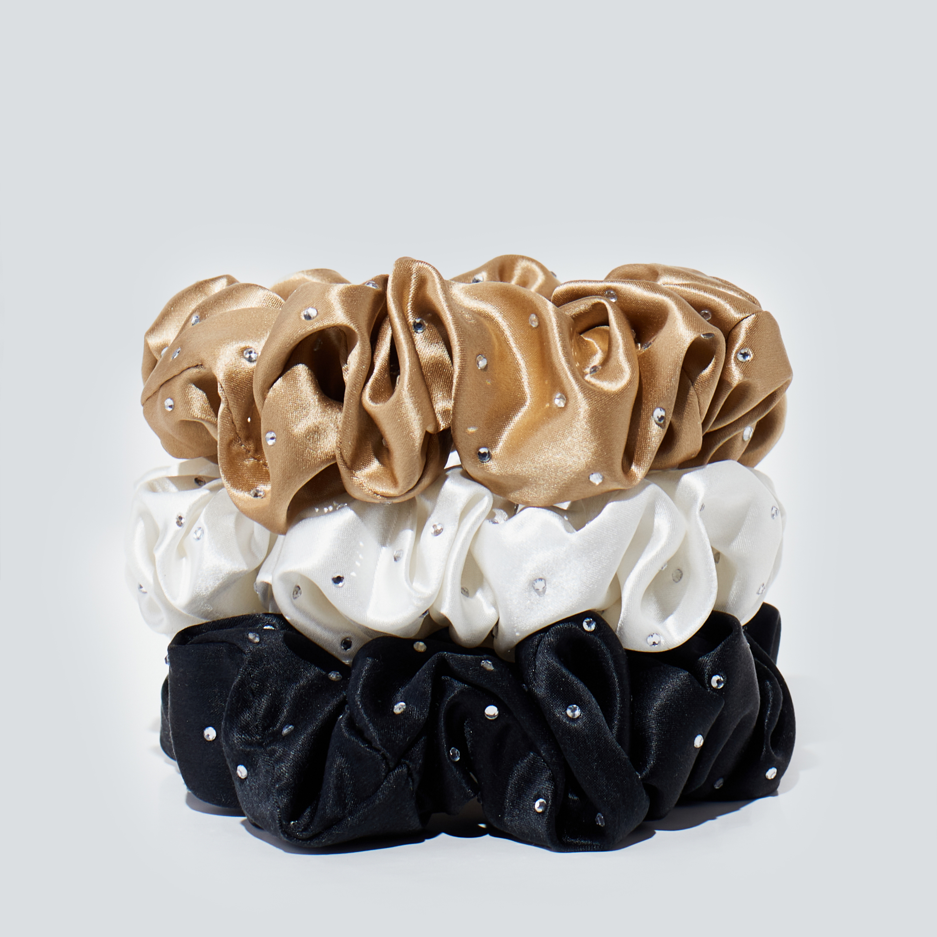 [Copy]22 Momme Seidenscrunchie mit großen Strasssteinen, Set von 3