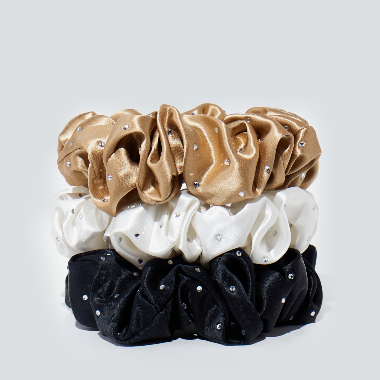 [Copy]22 Momme Seidenscrunchie mit großen Strasssteinen, Set von 3