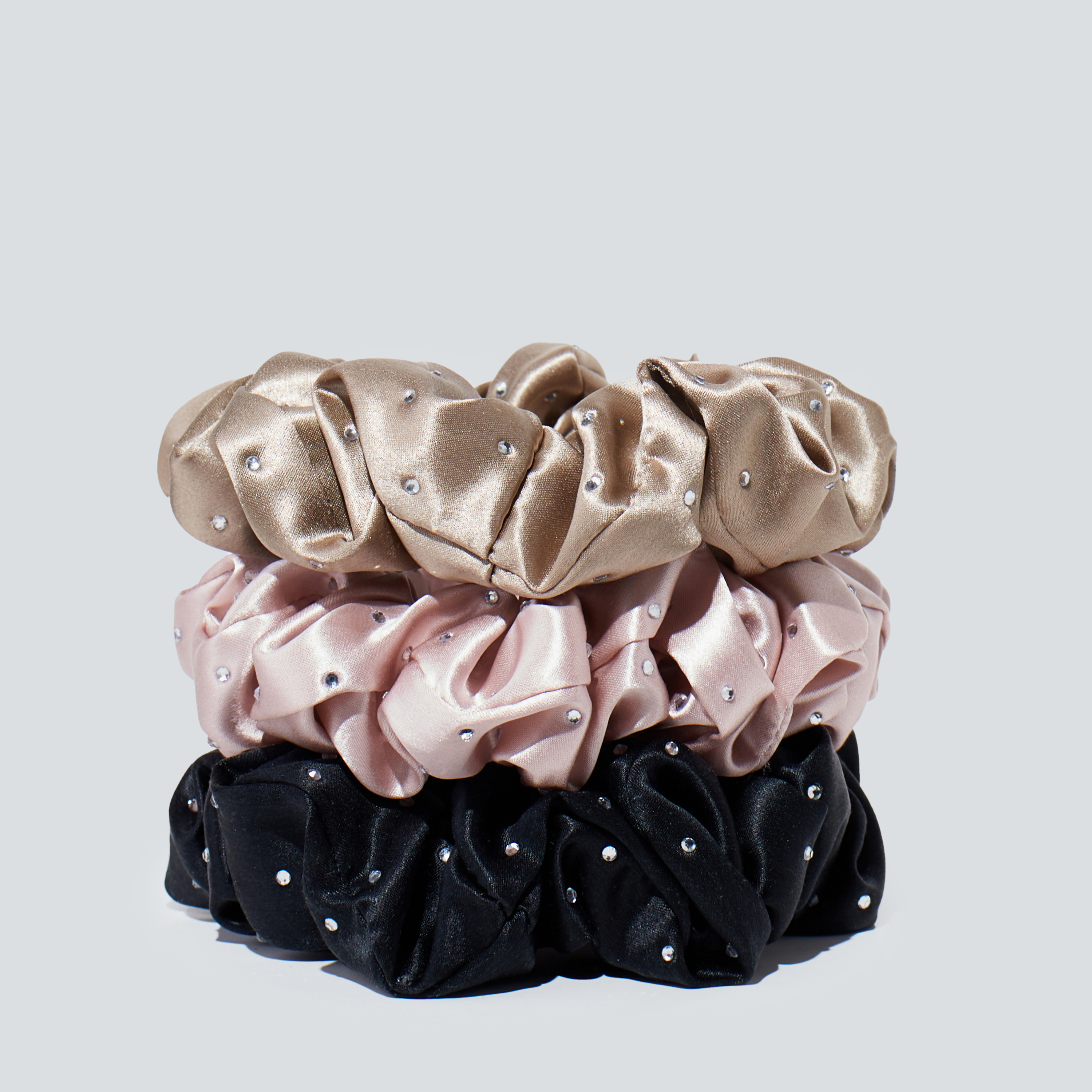 [Copy]22 Momme Seidenscrunchie mit großen Strasssteinen, Set von 3
