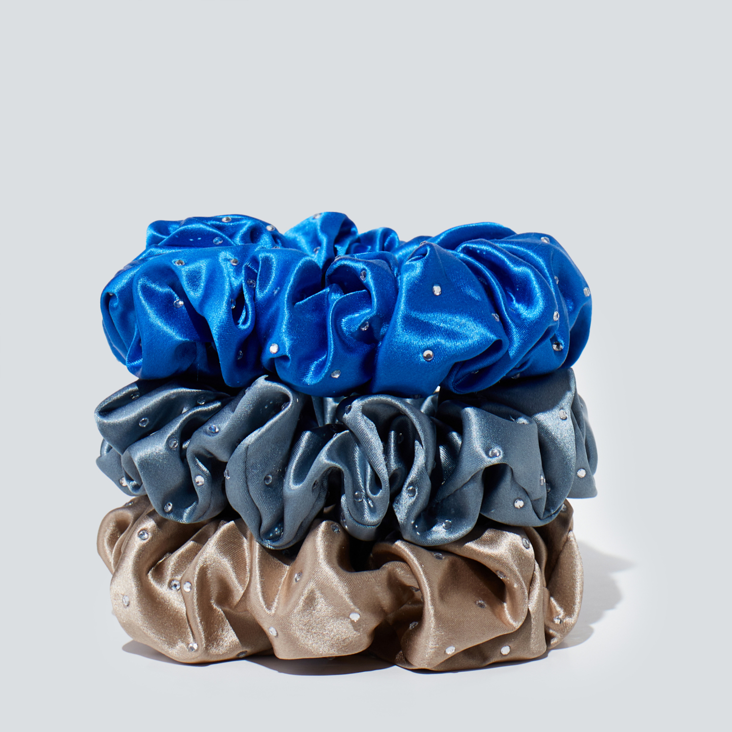 [Copy]22 Momme Seidenscrunchie mit großen Strasssteinen, Set von 3