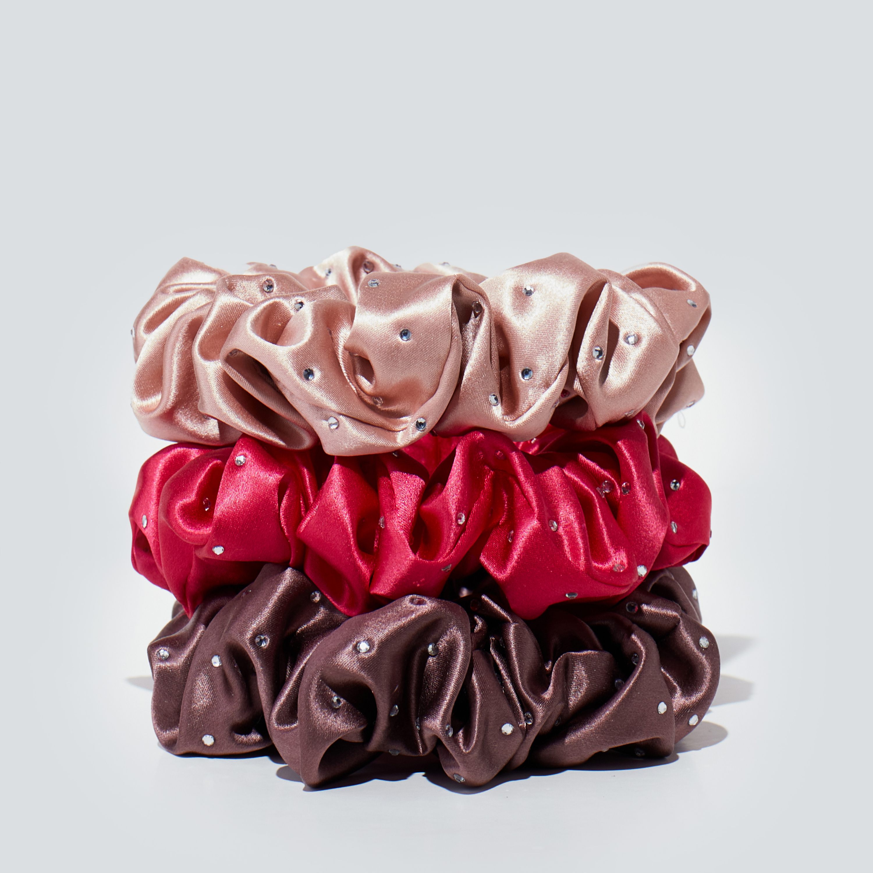 [Copy]22 Momme Seidenscrunchie mit großen Strasssteinen, Set von 3