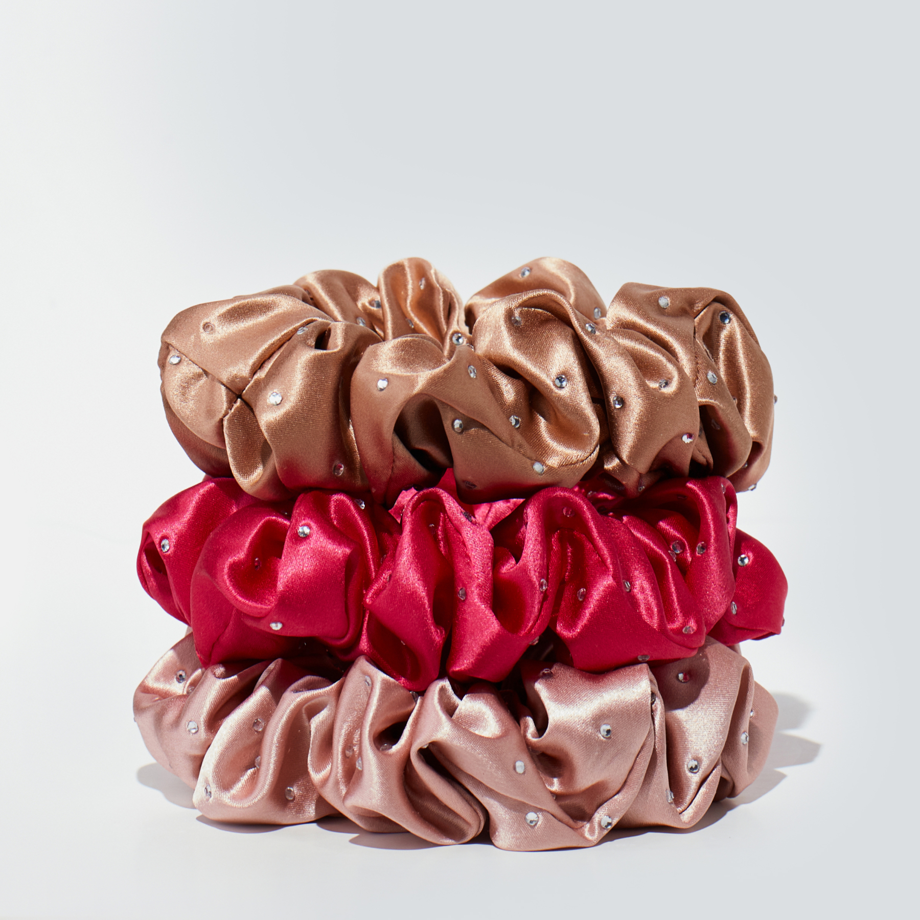 [Copy]22 Momme Seidenscrunchie mit großen Strasssteinen, Set von 3