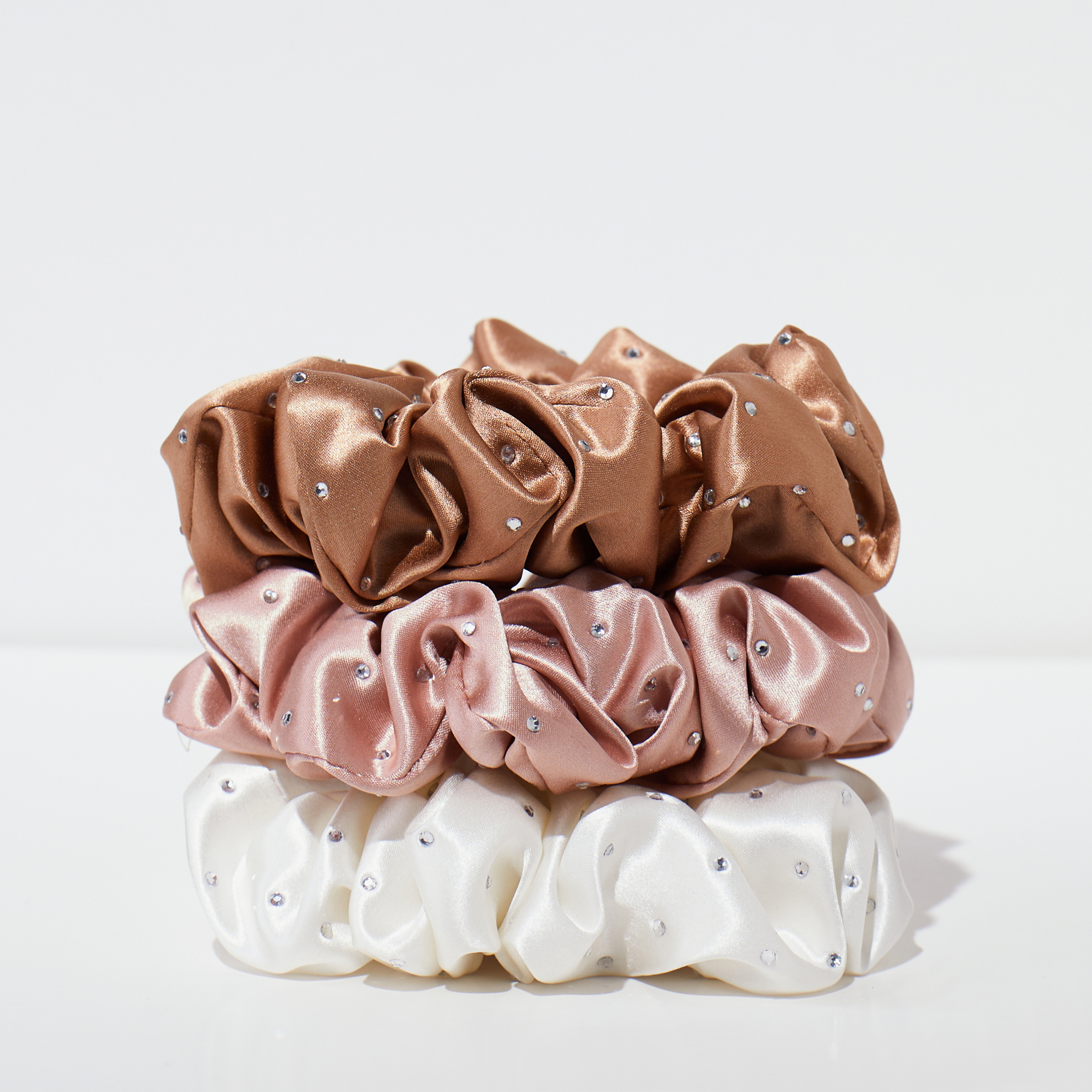 [Copy]22 Momme Seidenscrunchie mit großen Strasssteinen, Set von 3