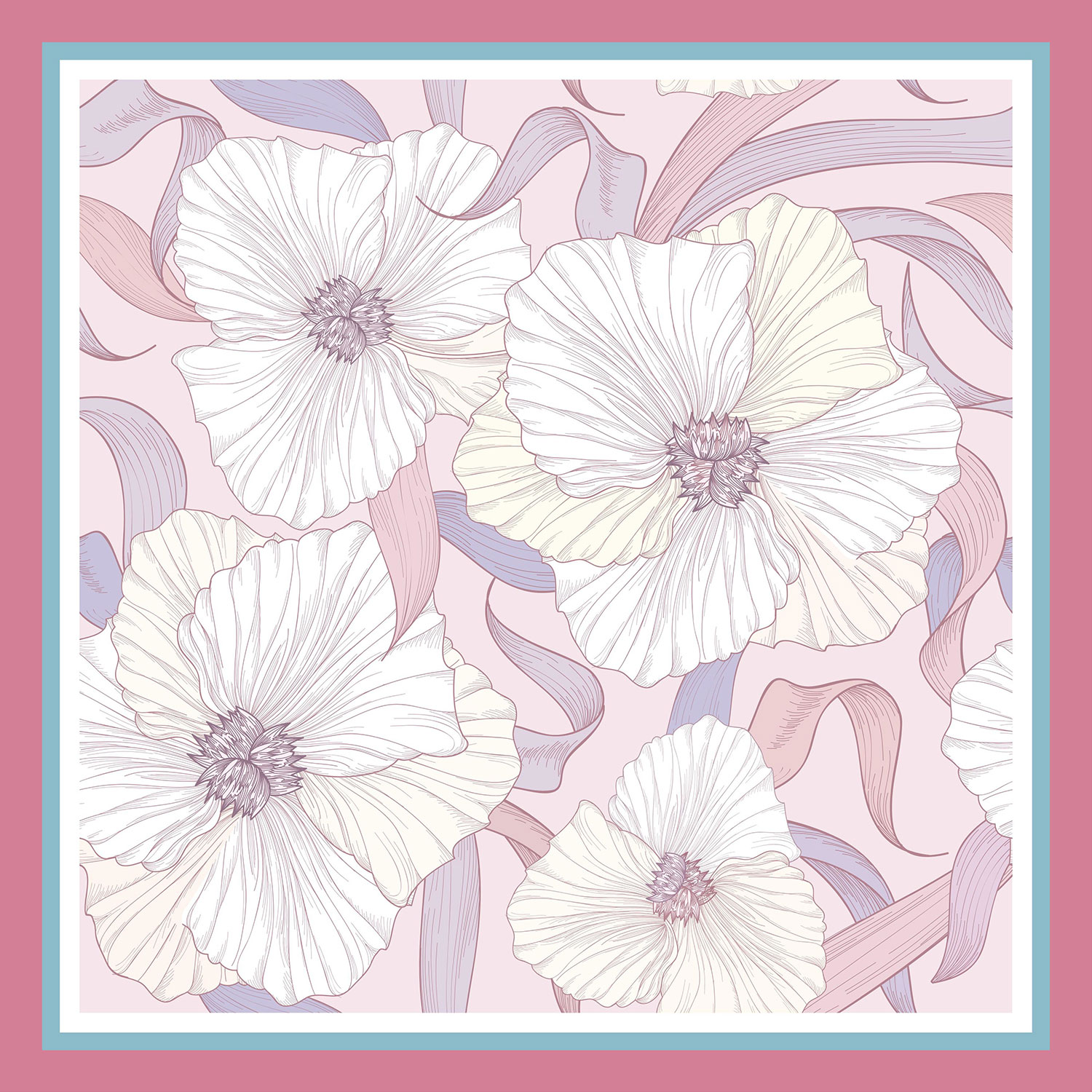 20 Momme Roter und blauer Seidenschal aus Twill