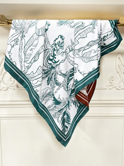 16Momme Seidenschal mit Dschungel-Tiger