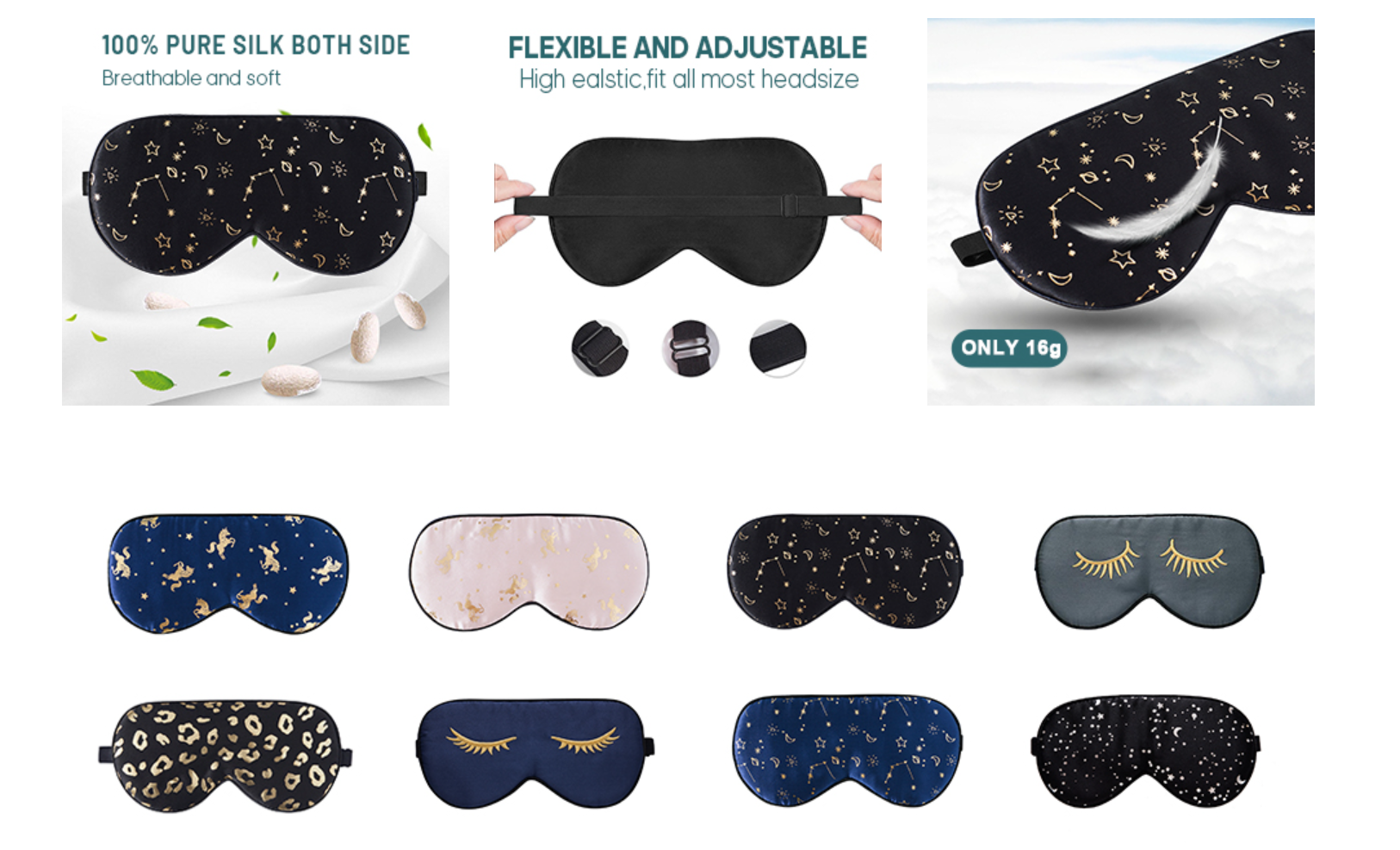 2er-Pack Schlafmasken aus Seide &ndash; F&uuml;r Paare oder Reisen