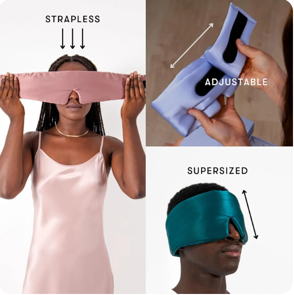 100% reine Seidenschlafmaske, verstellbares Band, weiche und atmungsaktive Augenabdeckung für den Schlaf, luxuriöse Seidenschlafmaske