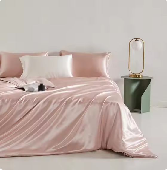 100% Mulberry Silk Bedding Set Queen King Duvet Cover Flat Sheet Pillo