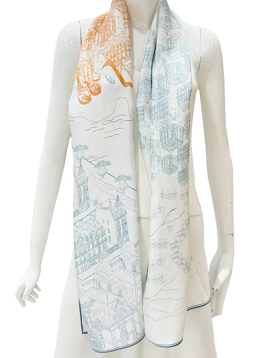 12 Momme Bedruckter Seidenschal (175x45cm)