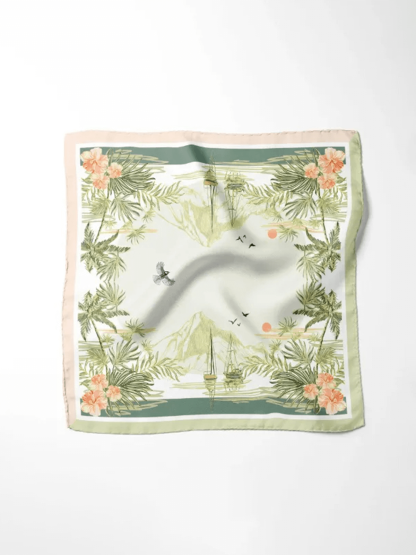 18Momme Seidenschal mit Sunset-Motiv