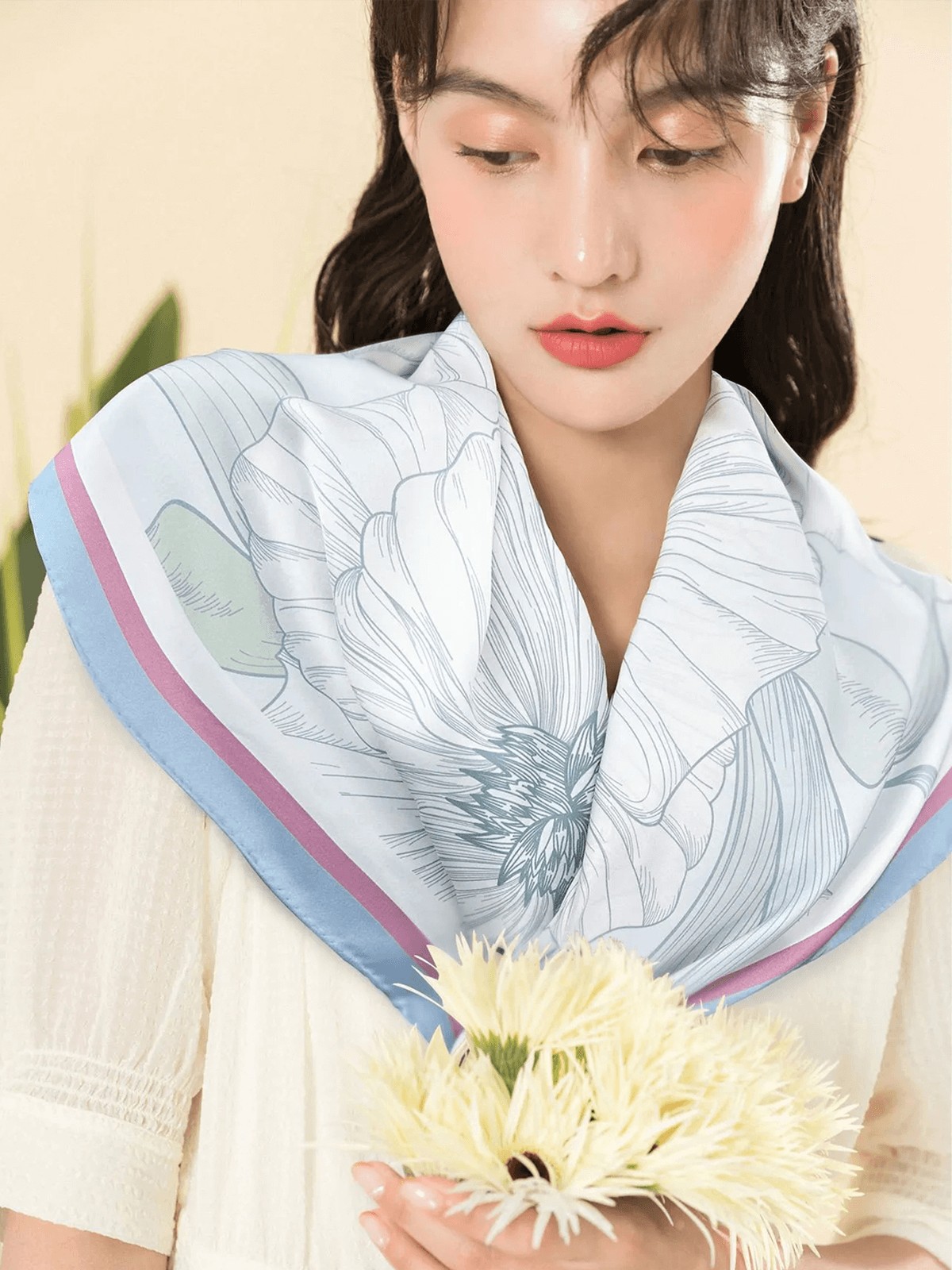 20Momme Seidenschal Rot & Blau