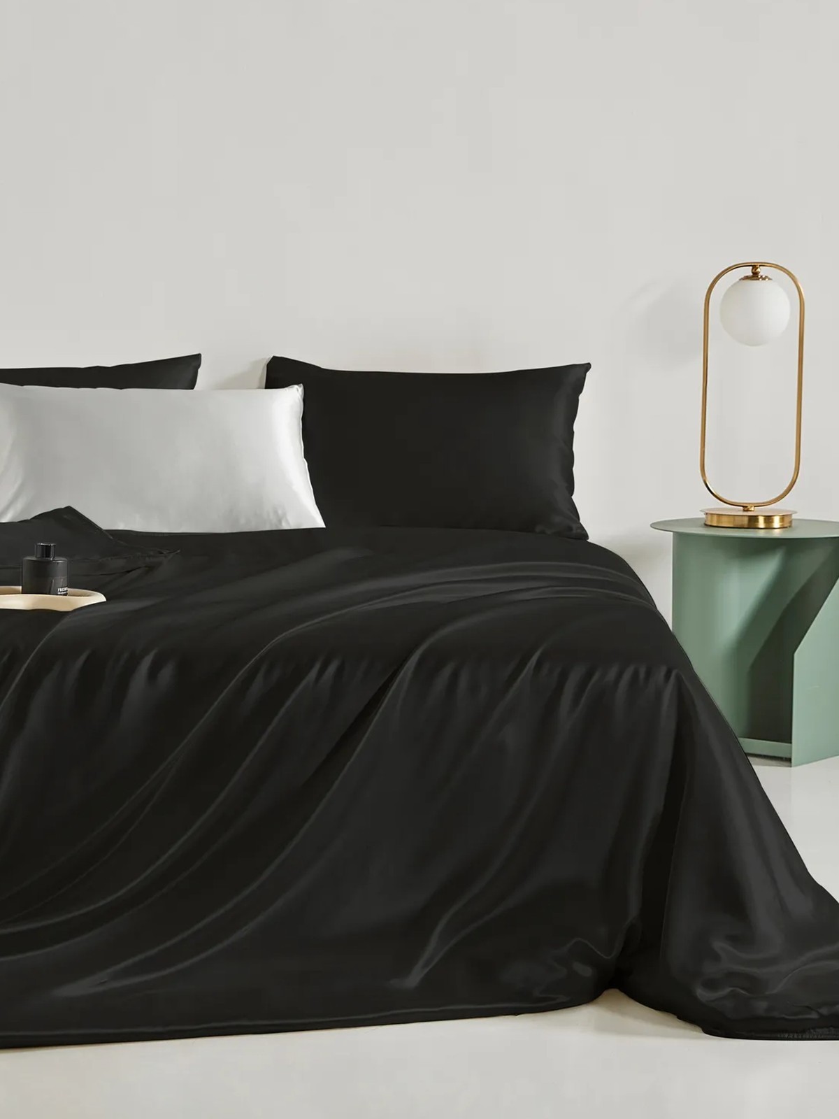 Parure de lit en soie 4 pièces 22 mommes (1 drap-housse + 1 housse de couette + 2 taies d'oreiller)