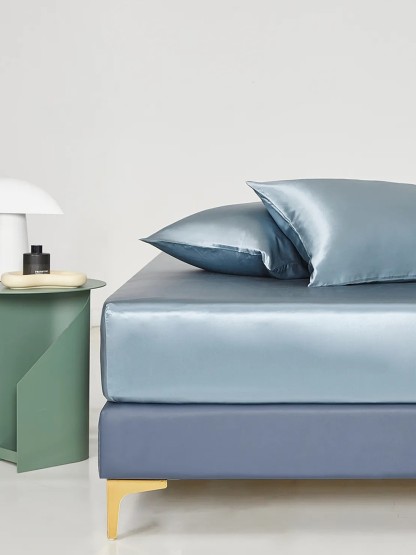 Parure de lit en soie 4 pièces 22 mommes (1 drap-housse + 1 housse de couette + 2 taies d'oreiller)