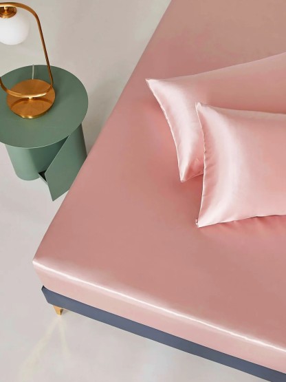 Parure de lit en soie 4 pièces 22 mommes (1 drap-housse + 1 housse de couette + 2 taies d'oreiller)