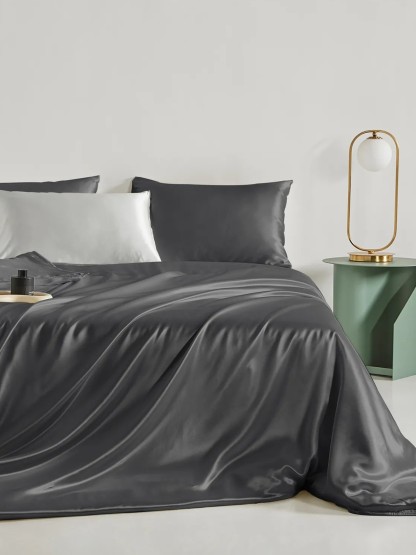 Parure de lit en soie 4 pièces 22 mommes (1 drap-housse + 1 housse de couette + 2 taies d'oreiller)