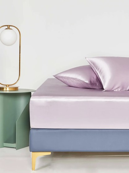 Parure de lit en soie 4 pièces 22 mommes (1 drap-housse + 1 housse de couette + 2 taies d'oreiller)