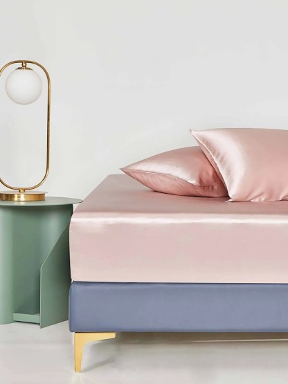 Parure de lit en soie 4 pièces 22 mommes (1 drap-housse + 1 housse de couette + 2 taies d'oreiller)