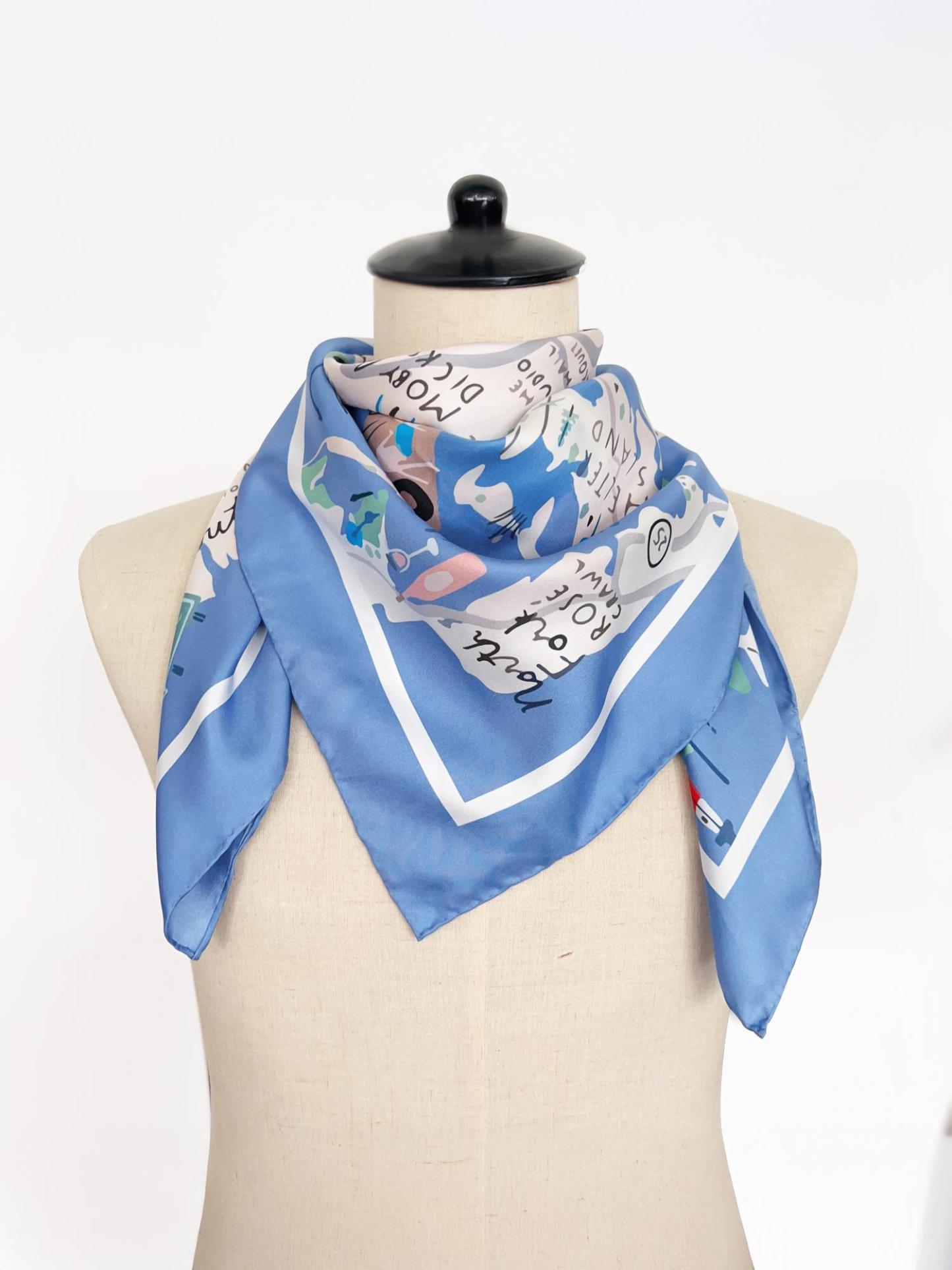 Seidentuch 16Momme – Maritimes Design, quadratisch