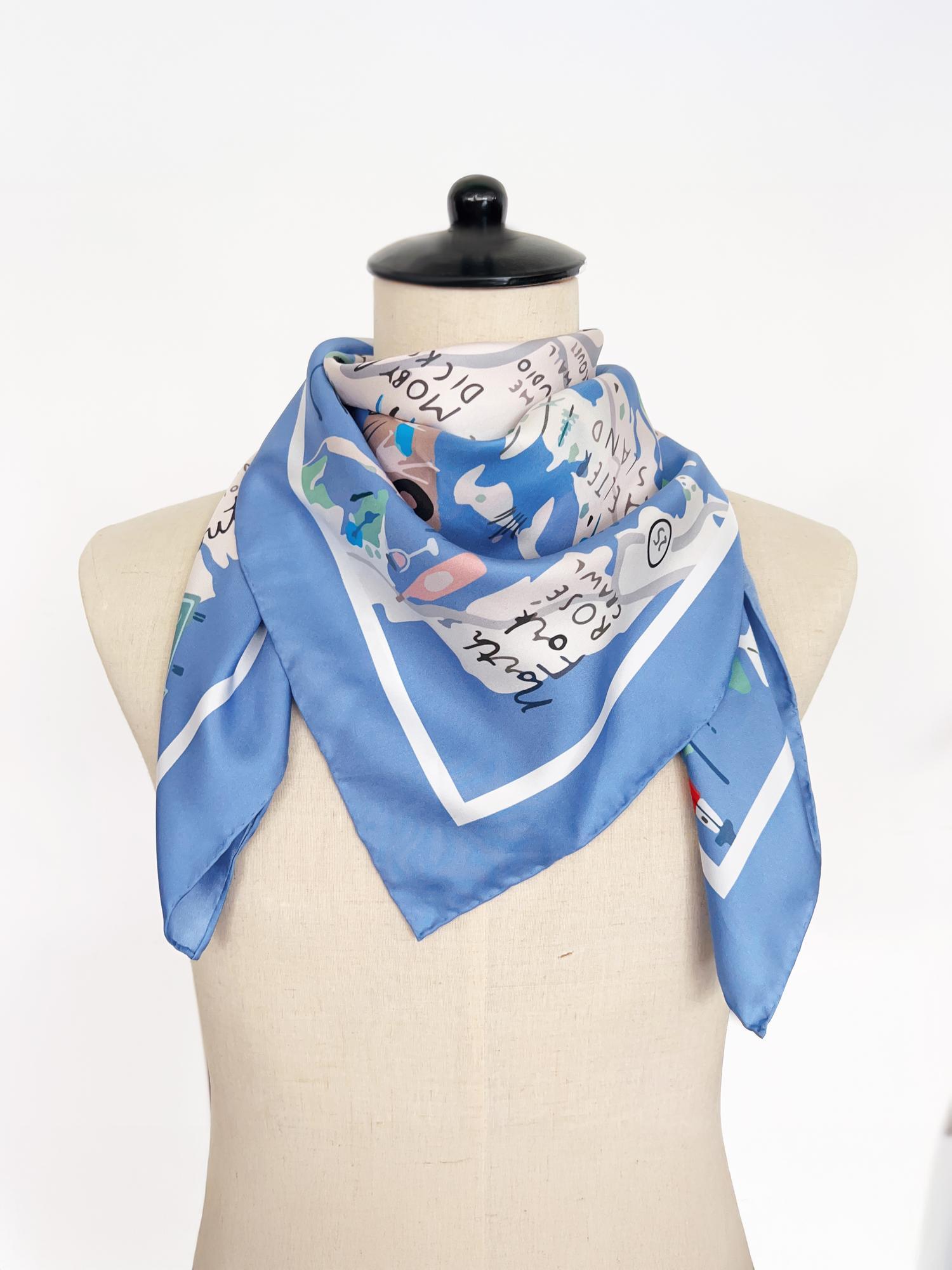 Seidentuch 16Momme – Maritimes Design, quadratisch