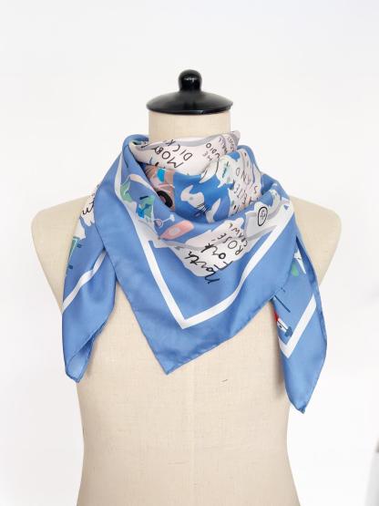 Seidentuch 16Momme – Maritimes Design, quadratisch