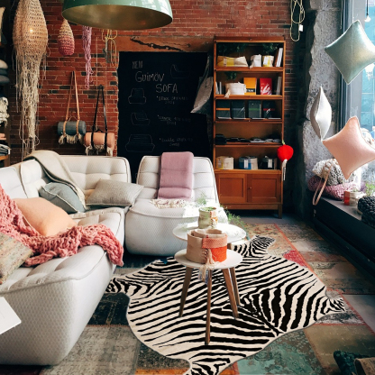 135 x 140 cmCatchnew Kuh-Muster Braun Faux Rug