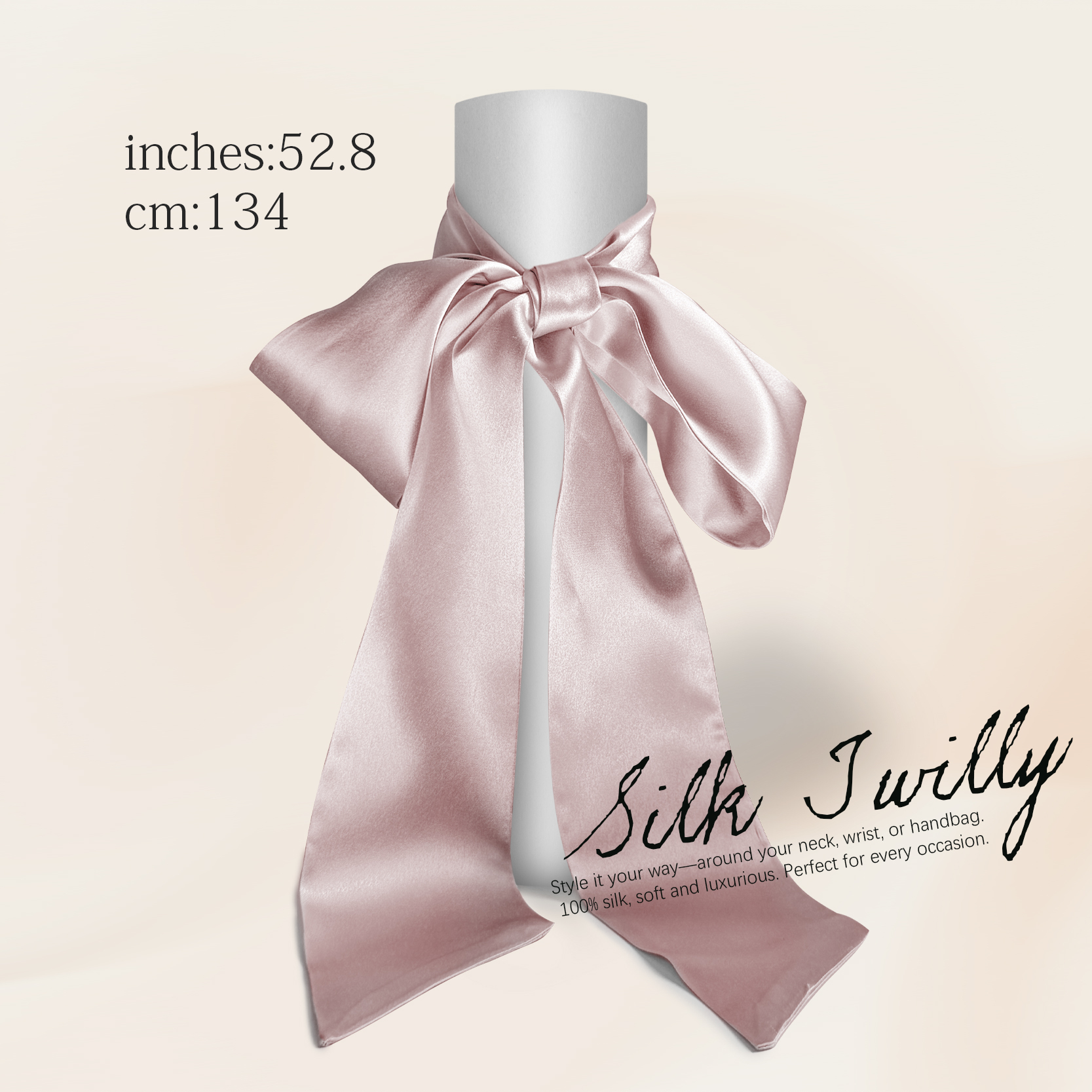 22momme Rosa schwimmende Schleife,134×6cm