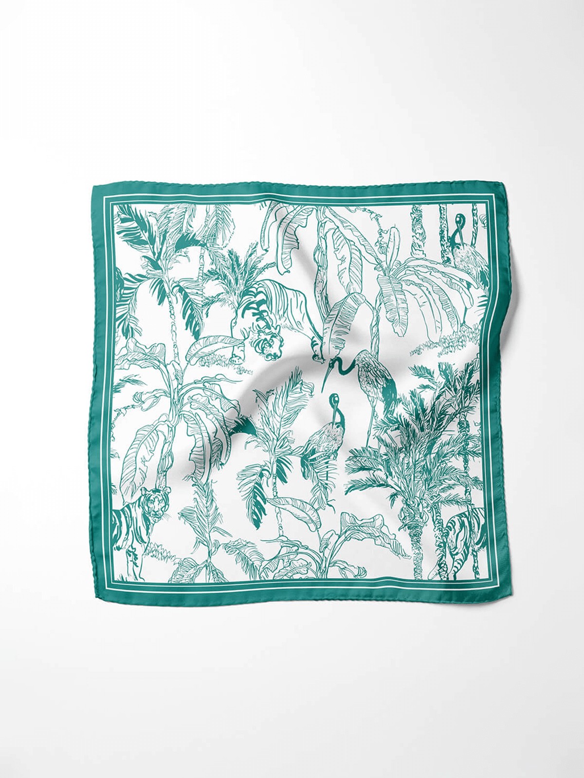 16Momme Seidenschal mit Dschungel-Tiger