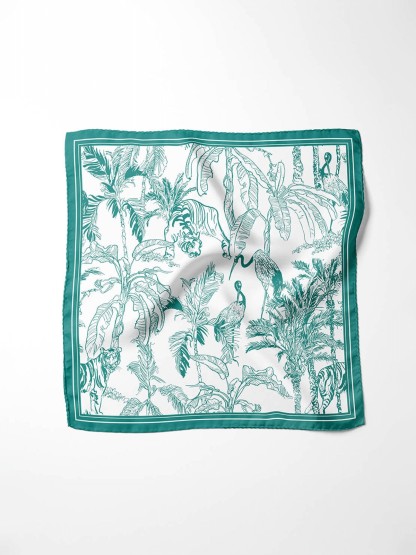 16Momme Seidenschal mit Dschungel-Tiger