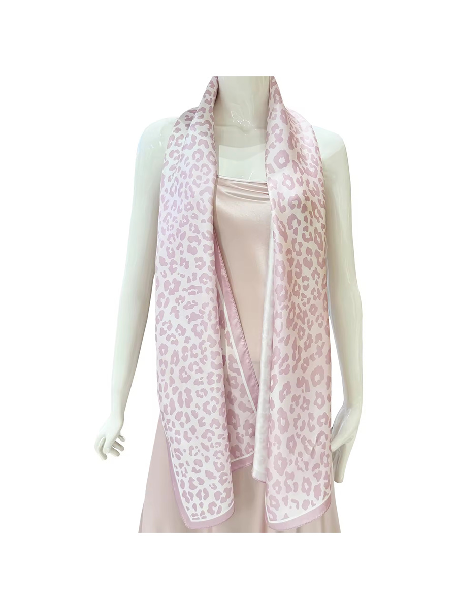 12 Momme Seidenschal – Leopardenmuster (175x45cm)