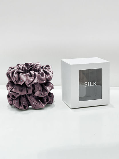 22 Momme Seiden-Haargummis, Uni, 3er-Pack