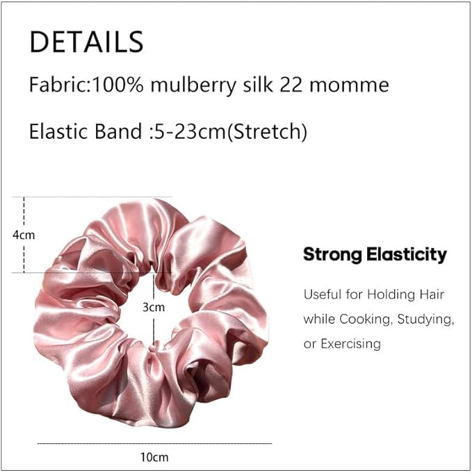 Townssilk Seidene Haarschlaufen, 100% reine Maulbeerseide, 22 Momme, haarfreundlich, luxuriös, elastisch, Haargummis, 2er-Pack