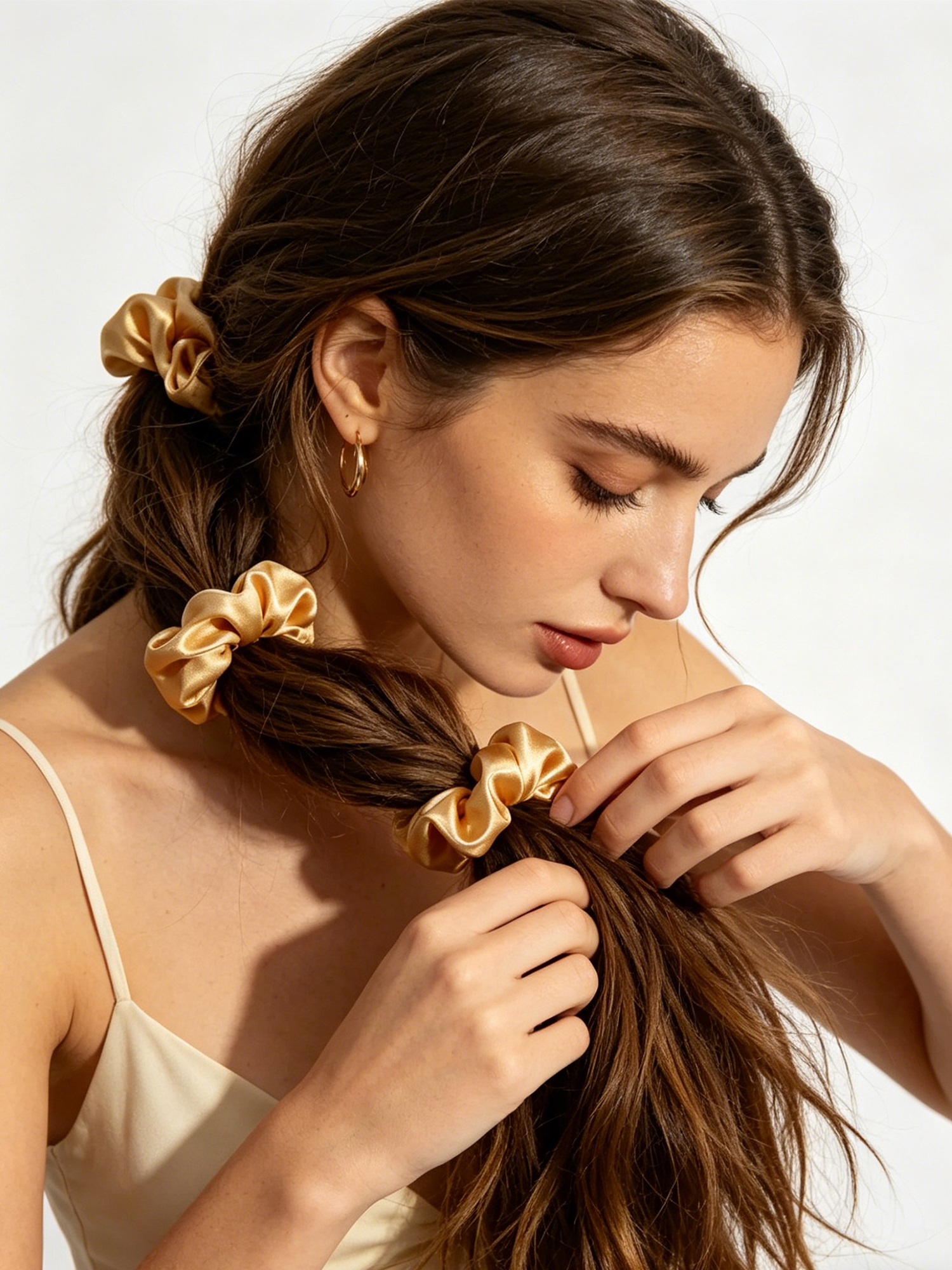 Haarschleifen-Set aus Maulbeerseide – 4 Stück, groß & 22Momme