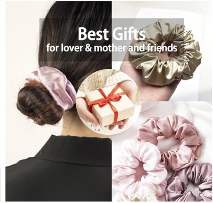 Townssilk Seidene Haarschlaufen, 100% reine Maulbeerseide, 22 Momme, haarfreundlich, luxuriös, elastisch, Haargummis, 2er-Pack